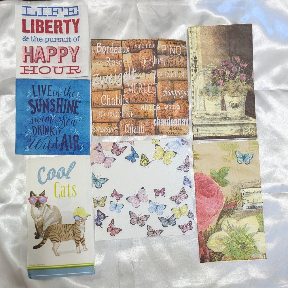 21 Napkins for decopauge, scrapbooking, journaling